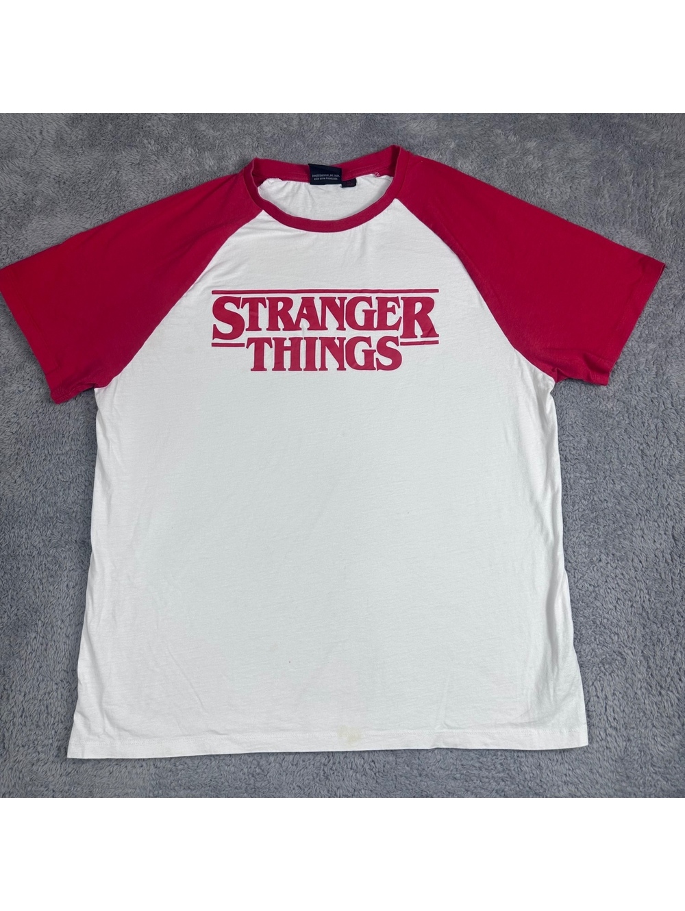 Primark Netflix Stranger Things Raglan T-Shirt White Red XL